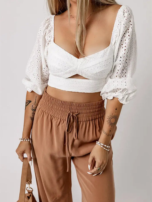 Embroidered Crop Blouse